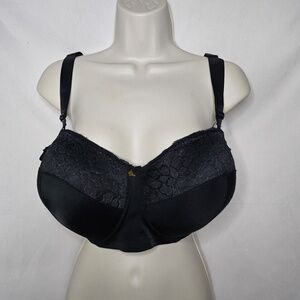 Womens Butterfly Ashley Stewart 0816 Black Convertible Lace Detail Bra Size 44D